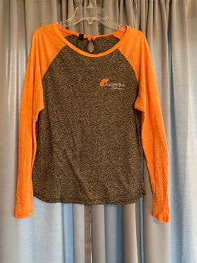 District Gray Body with Orange Raglan Long Sleeve Tee